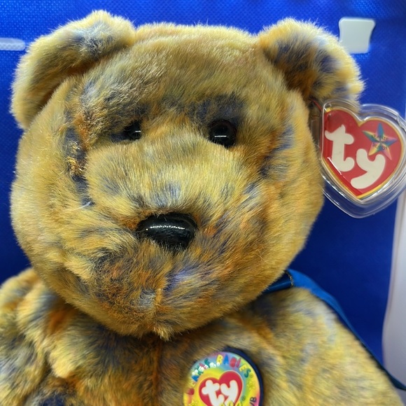 TY Beanie  Babies Buddy Accents Clubby III Brown/Blue Bear 2000 Plush 13 Inches - Picture 3 of 11